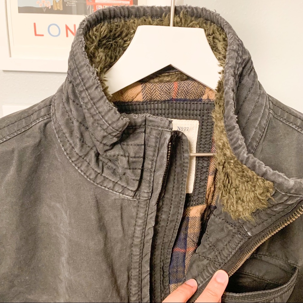 American Eagle Flannel Lined Fur Collar Jacket, L - Picture 3 of 6